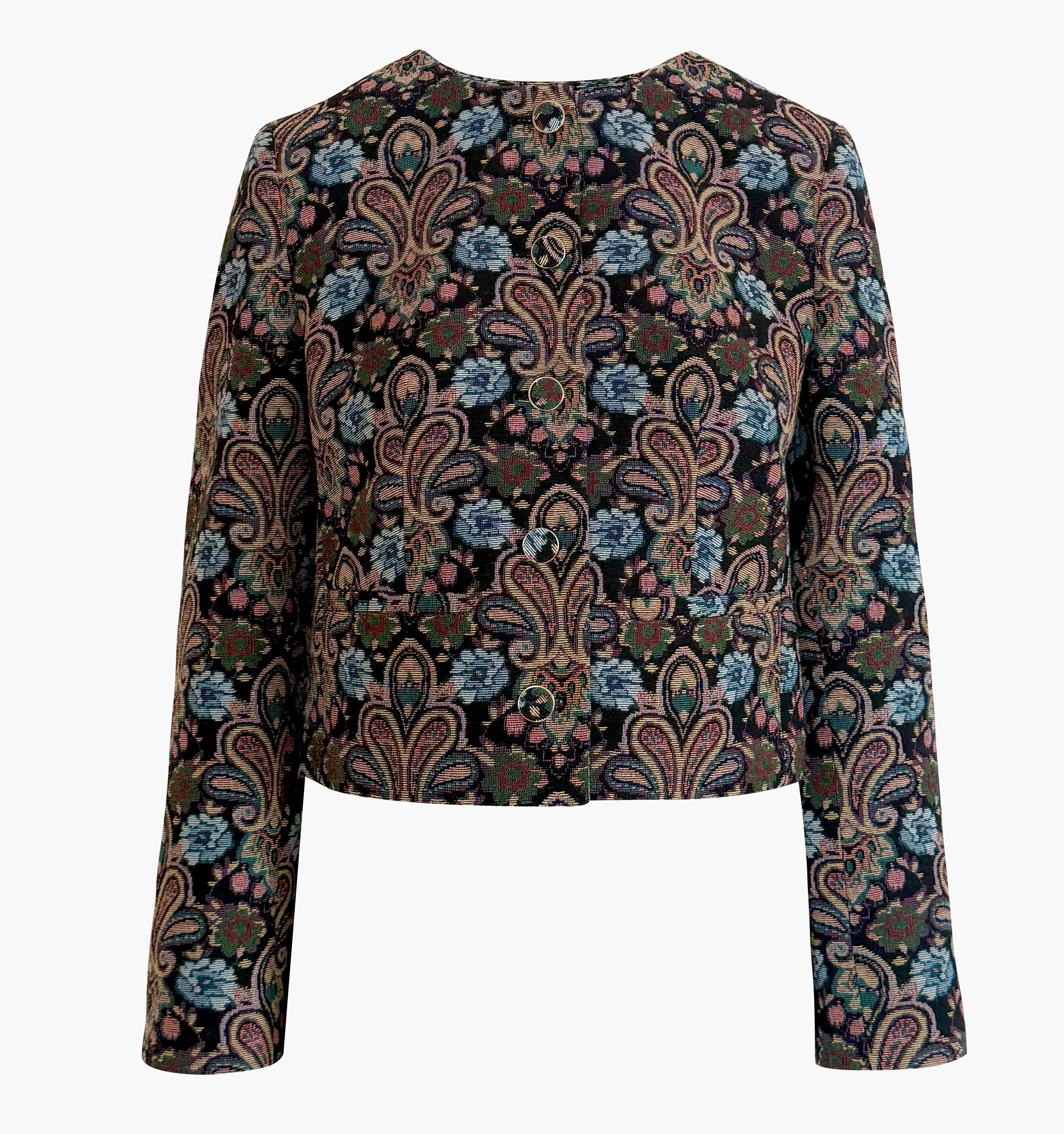 The Virginia Jacket - Black Tapestry Fleur Brocade - Image 2